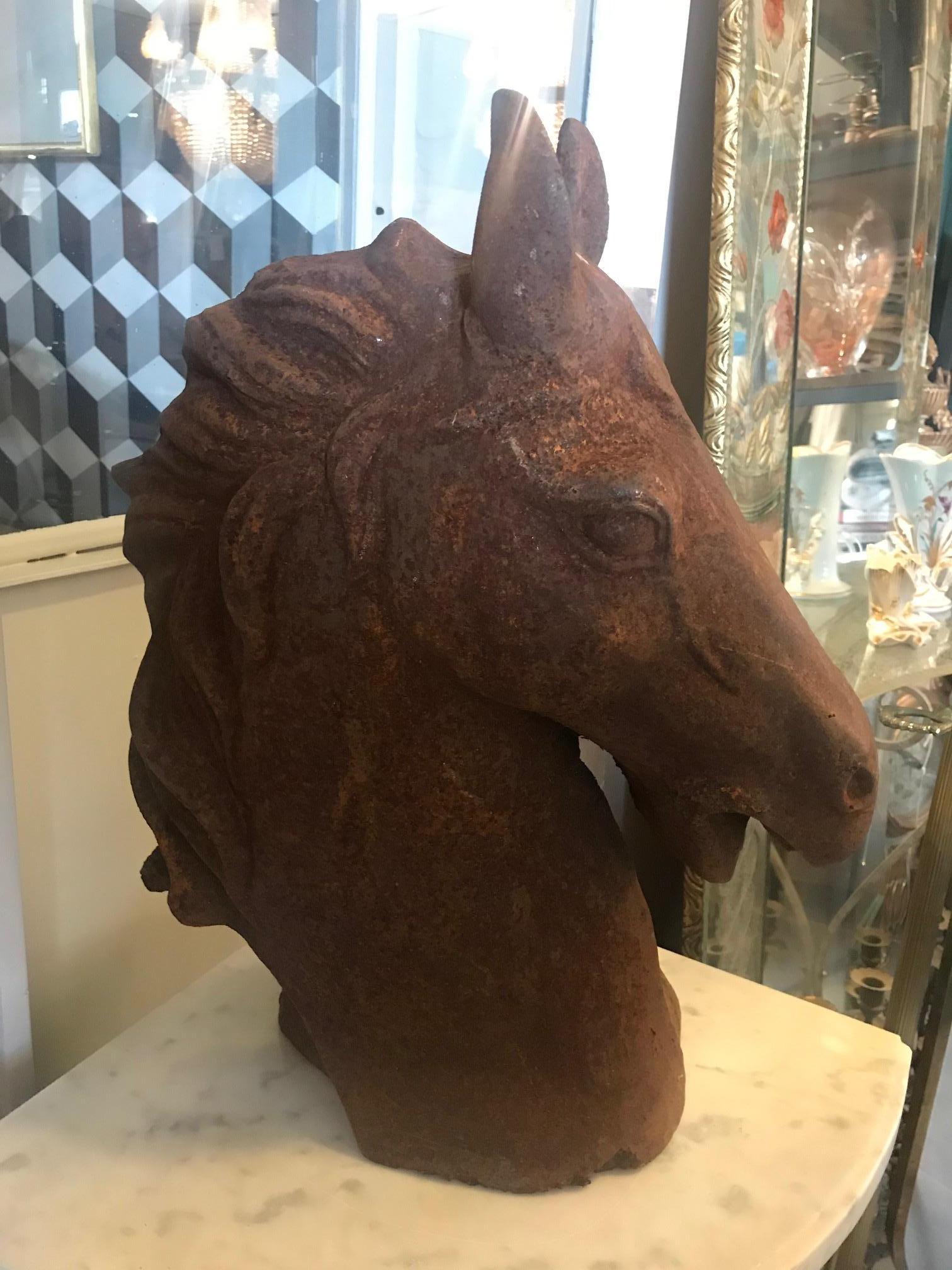 20th Century French Cast Iron Horse Head For Sale 3