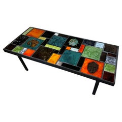 20th century French Ceramic and Metal Coffee Table, 1960s