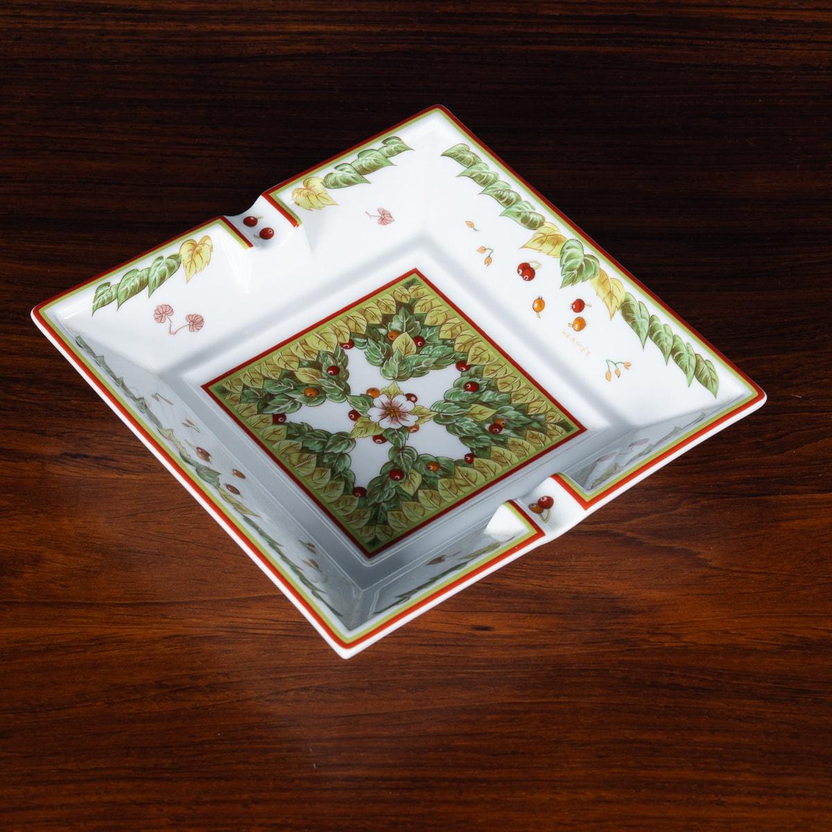 A ceramic ashtray by Hermes, made in France in the latter half of the 20th century. These ashtrays have always been very collectable with the vintage models in particular. This one has a lovely botanical theme, a lovely decorative addition to any