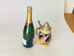 20th Century French Ceramic Beer Stein Strasbourg with Metal Lid