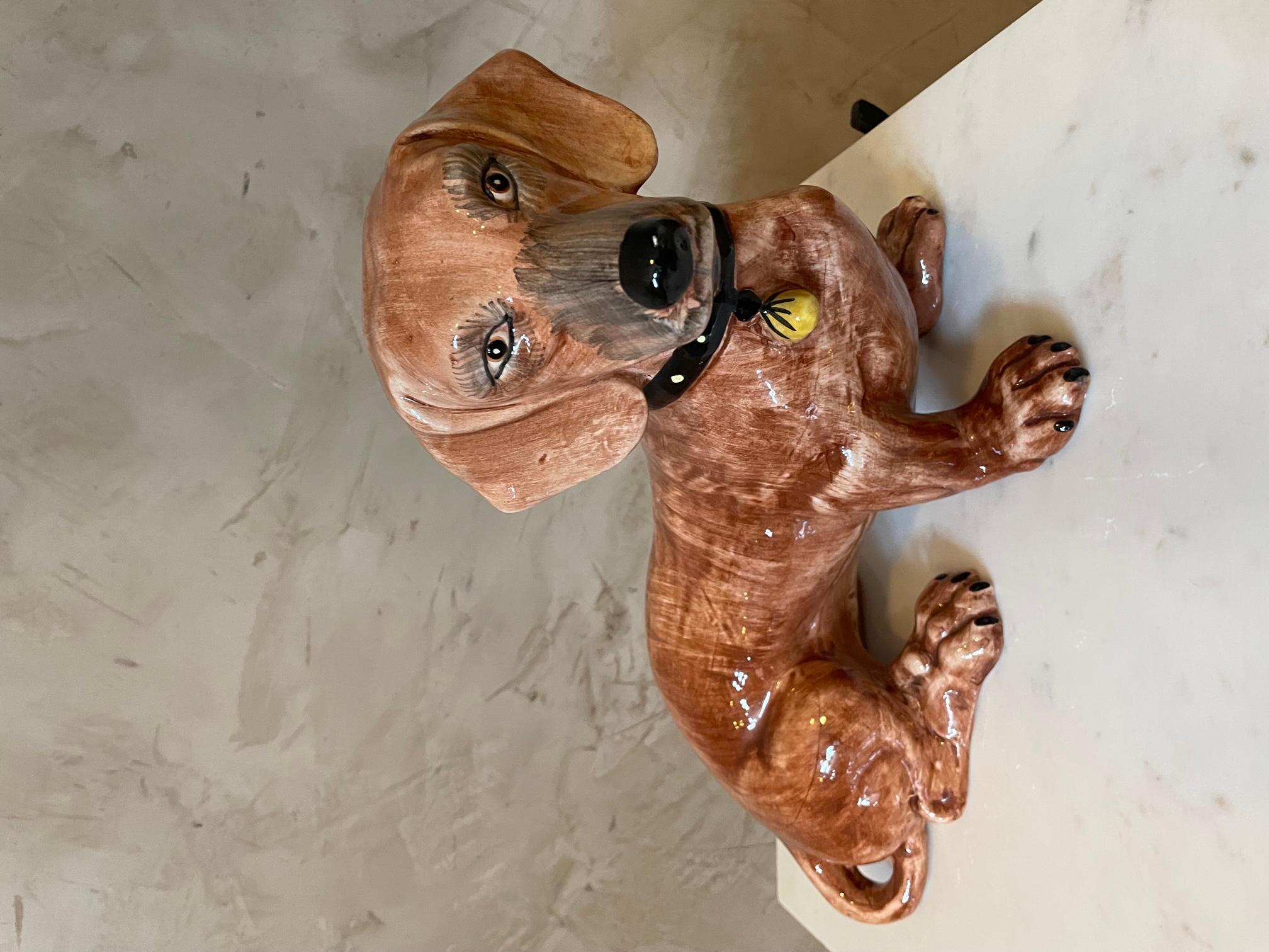 20th century French Ceramic Dachshund, 1950s 4