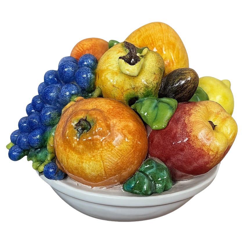 Corbeille à fruits en céramique française du 20e siècle, années 1950