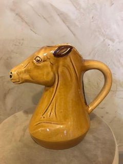 20th Century French Ceramic Horse Pitcher, 1950s
