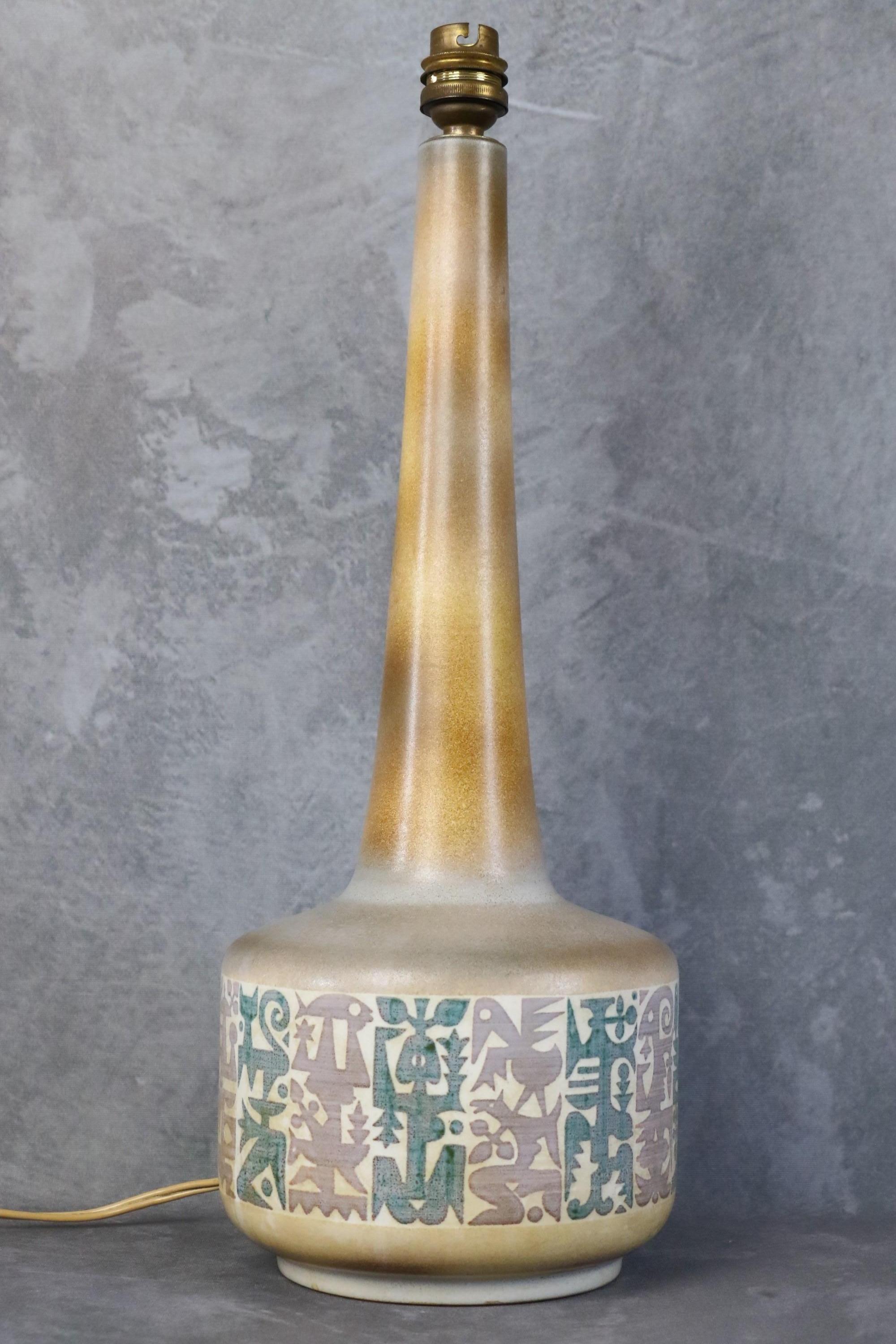 Lampe en céramique française du 20ème siècle par René Maurel, années 1973 en vente 1