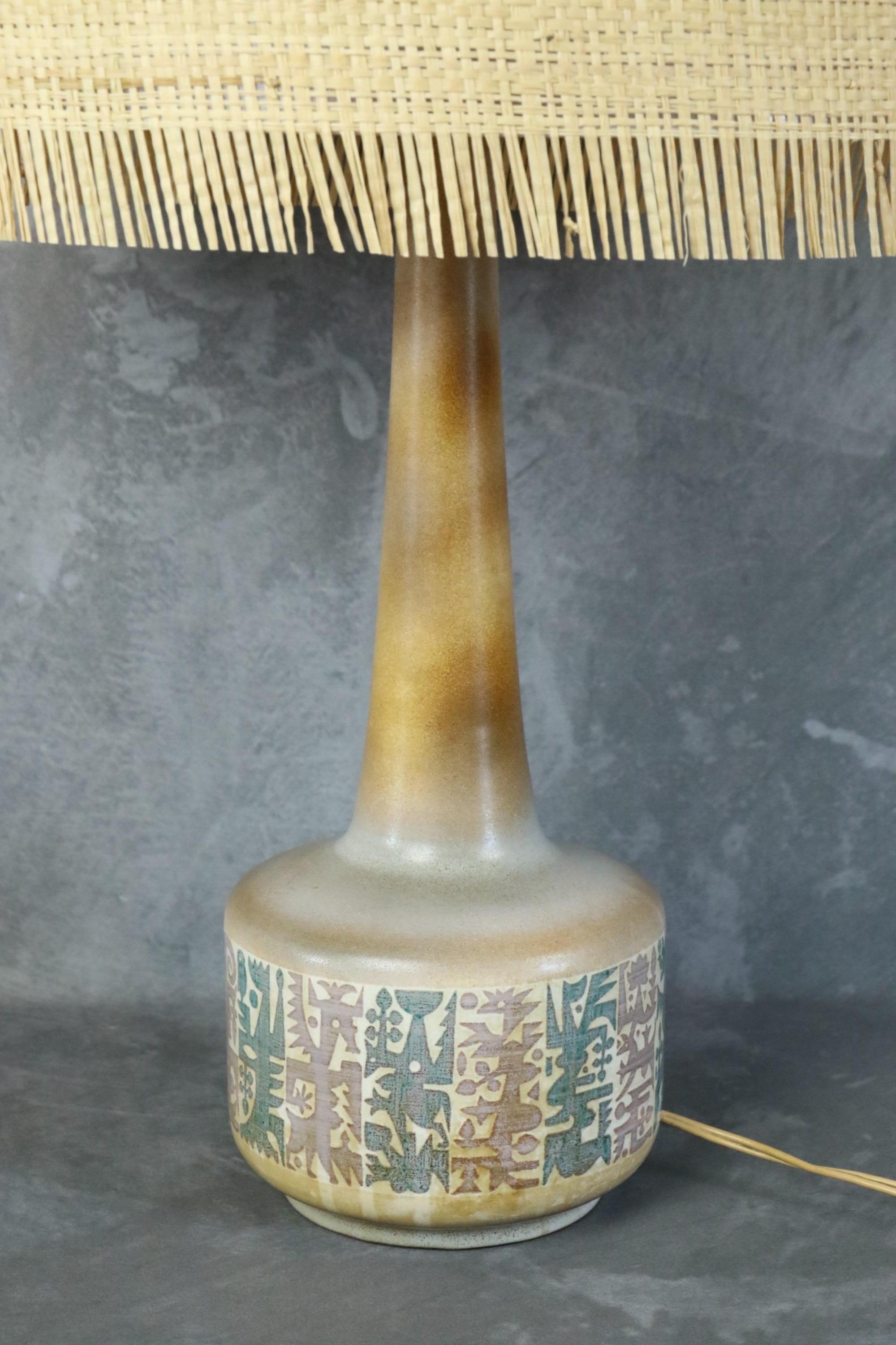 Enameled 20th Century French Ceramic Lamp by René Maurel, 1973's For Sale