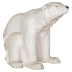 Ours polaire en céramique française du XXe siècle, fabriqué par MNF Sèvres (1929-1936)