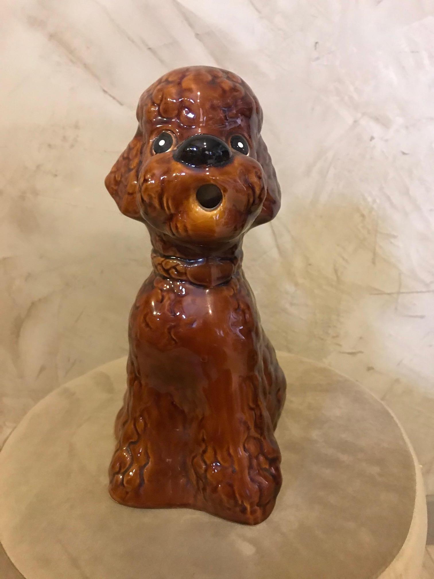 20th Century French Ceramic Poodle Pitcher, 1950s In Good Condition In LEGNY, FR