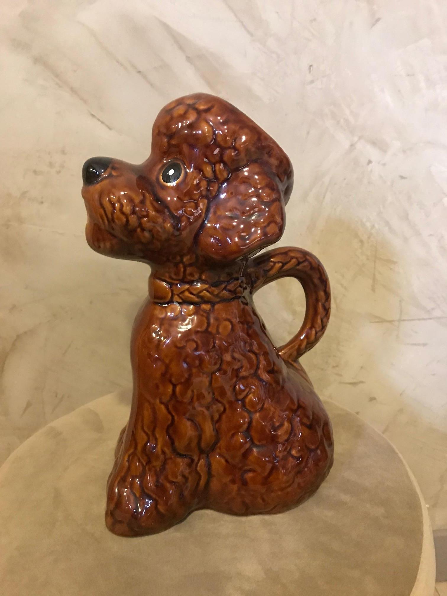 Mid-20th Century 20th Century French Ceramic Poodle Pitcher, 1950s