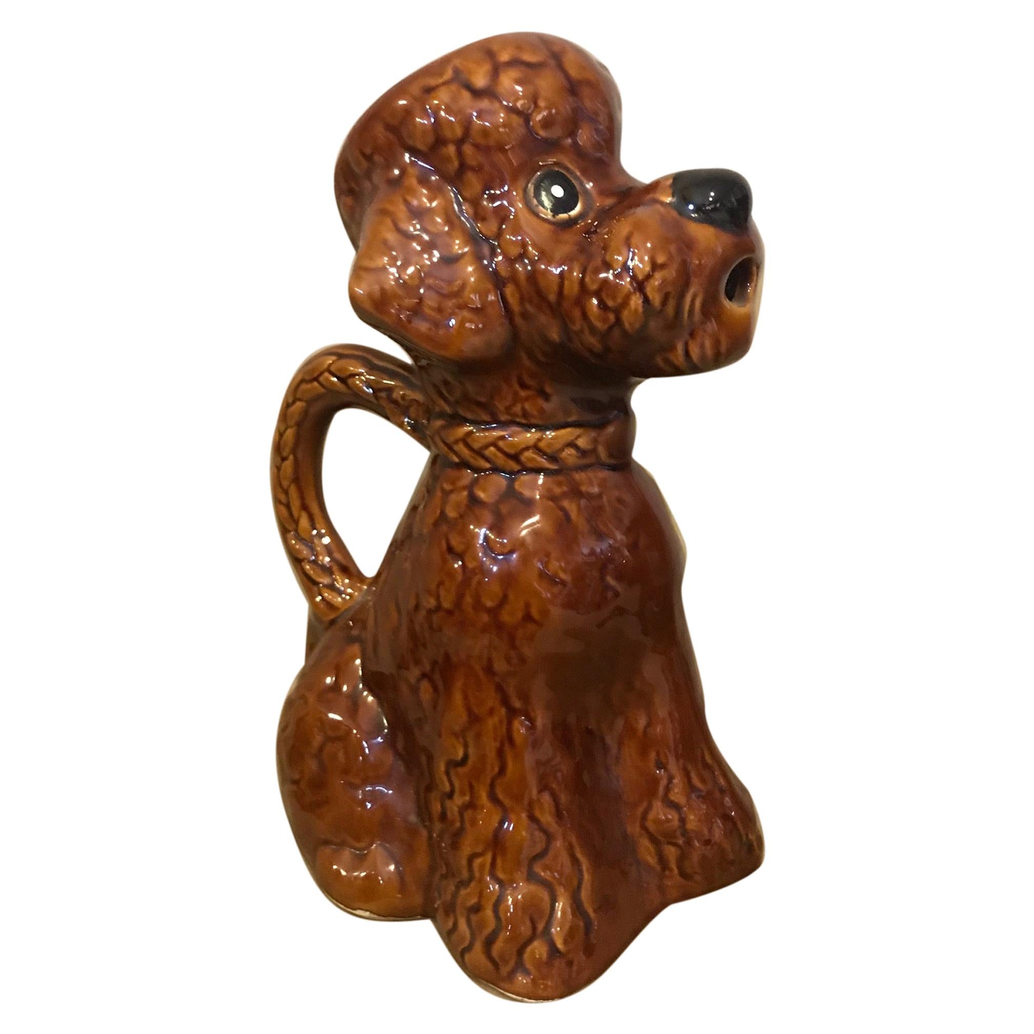 20th Century French Ceramic Poodle Pitcher, 1950s