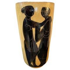 20th Century French Ceramic Signed Vase, 1940s