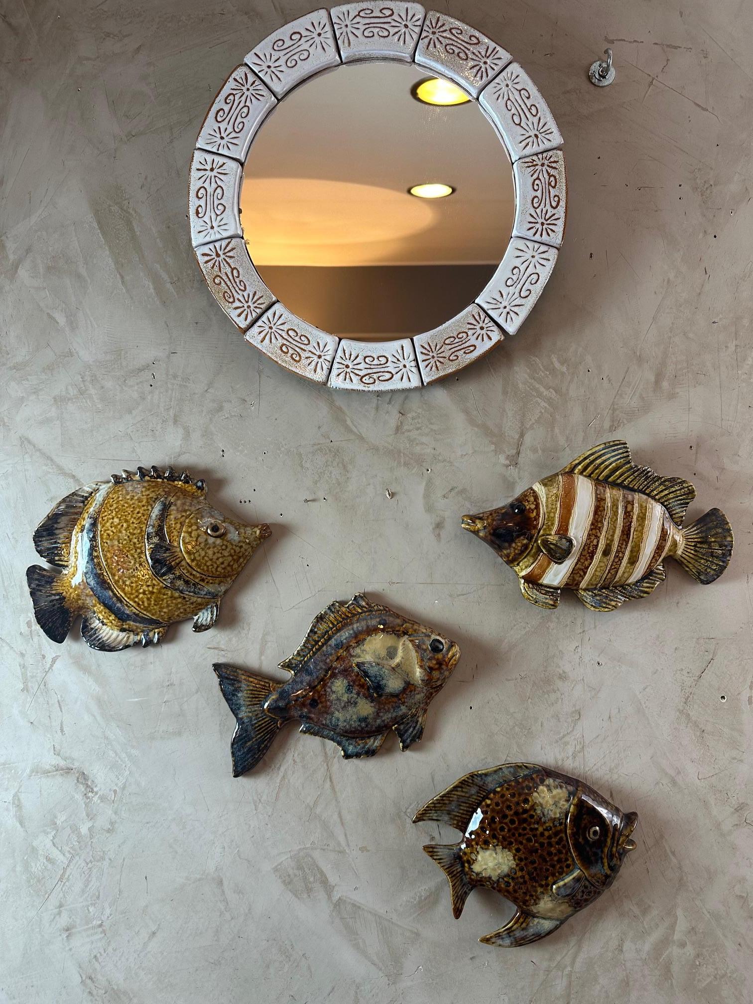 Ensemble de 4 poissons de Vallauris en céramique française du 20e siècle, 1970 en vente 4