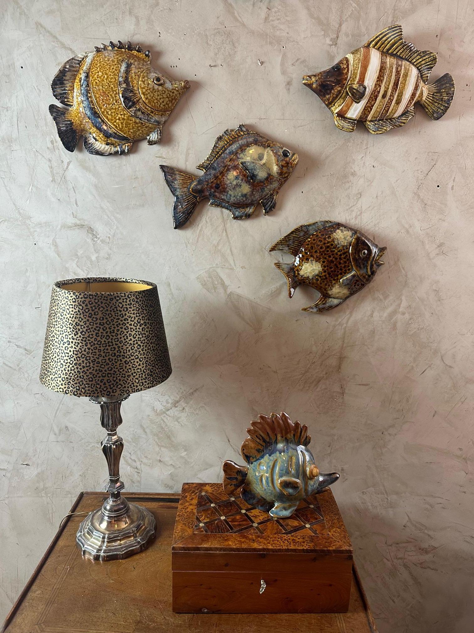 Ensemble de 4 poissons de Vallauris en céramique française du 20e siècle, 1970 en vente 5