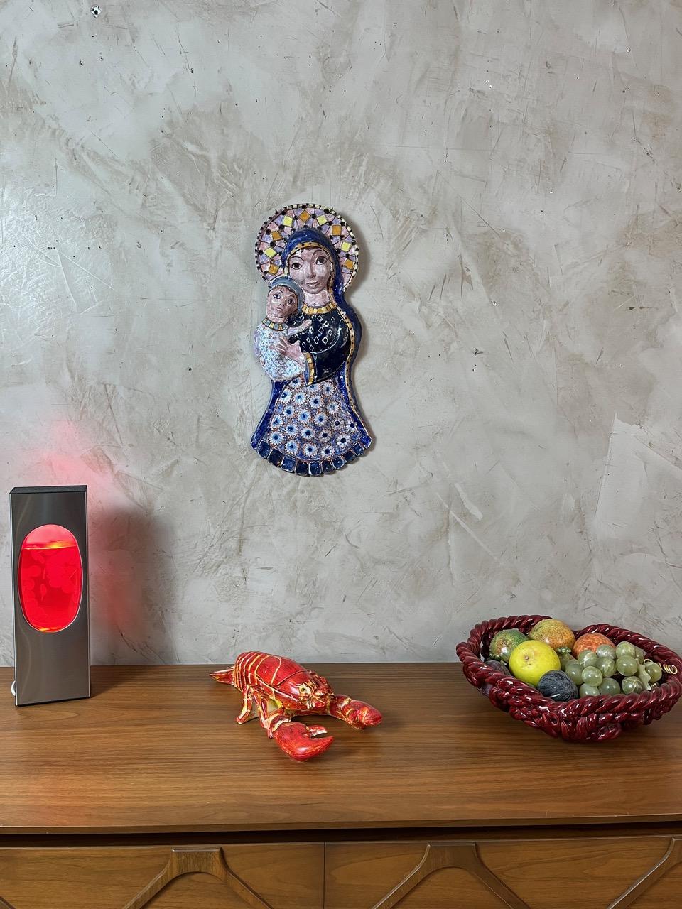 20th century French Ceramic Virgin Statue, 1960s For Sale 5