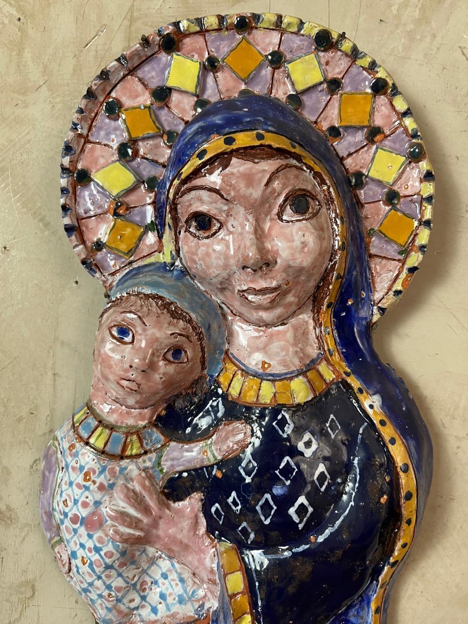 Mid-20th Century 20th century French Ceramic Virgin Statue, 1960s For Sale