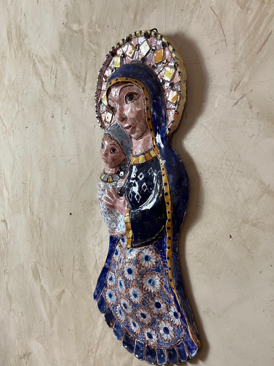20th century French Ceramic Virgin Statue, 1960s For Sale 1