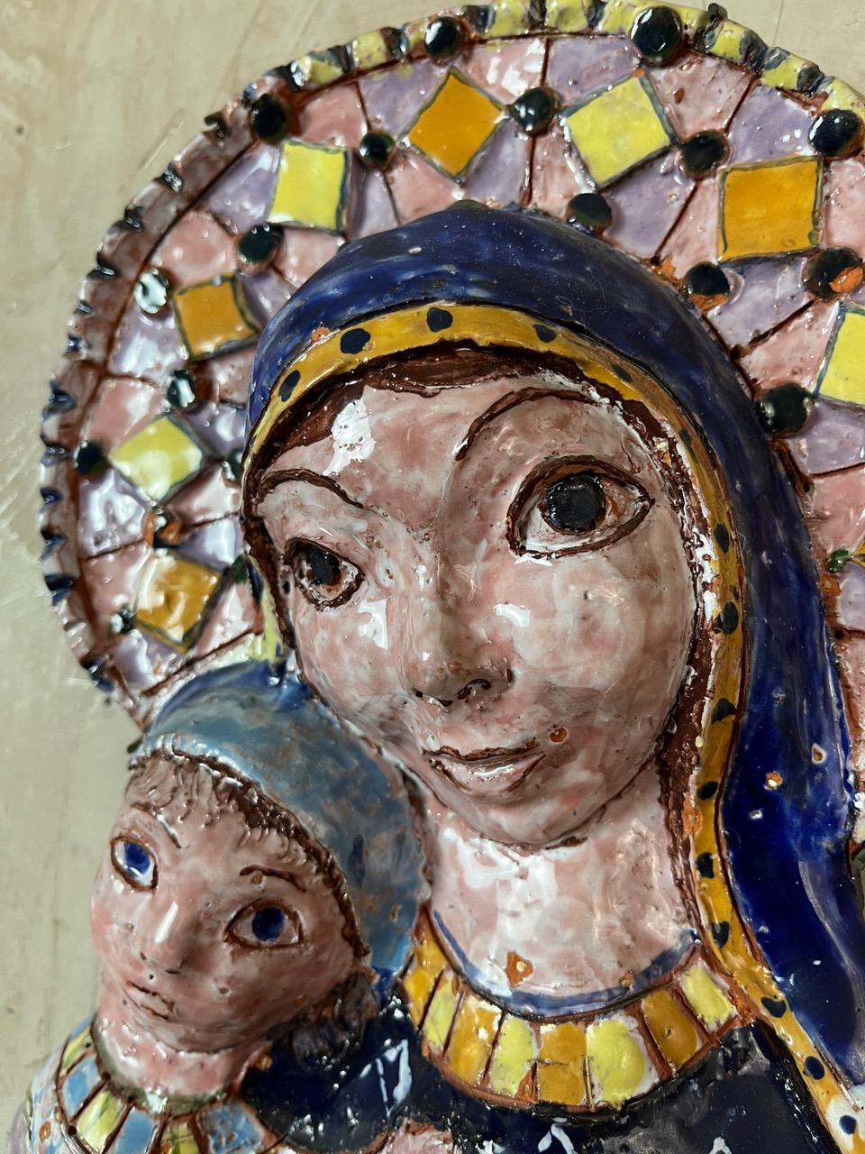 20th century French Ceramic Virgin Statue, 1960s For Sale 3