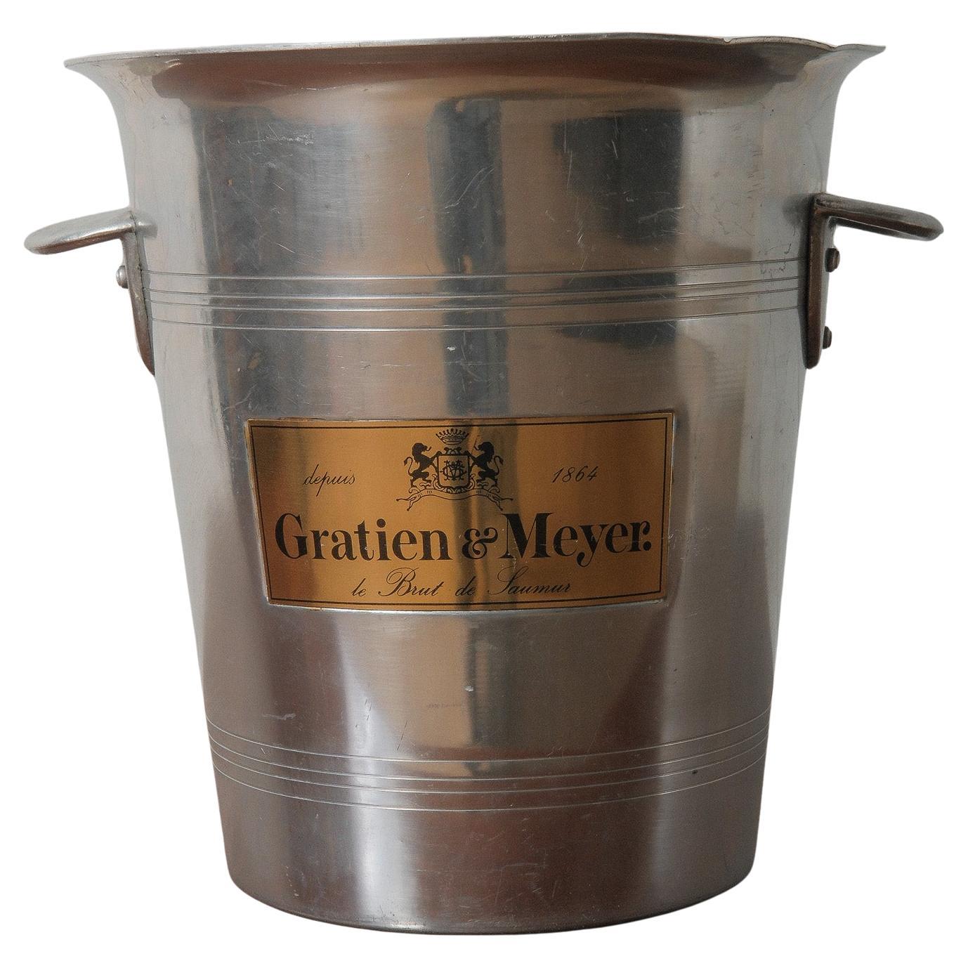 20th Century French Champagne Binet Aluminum Ice Bucket with Ring Handles