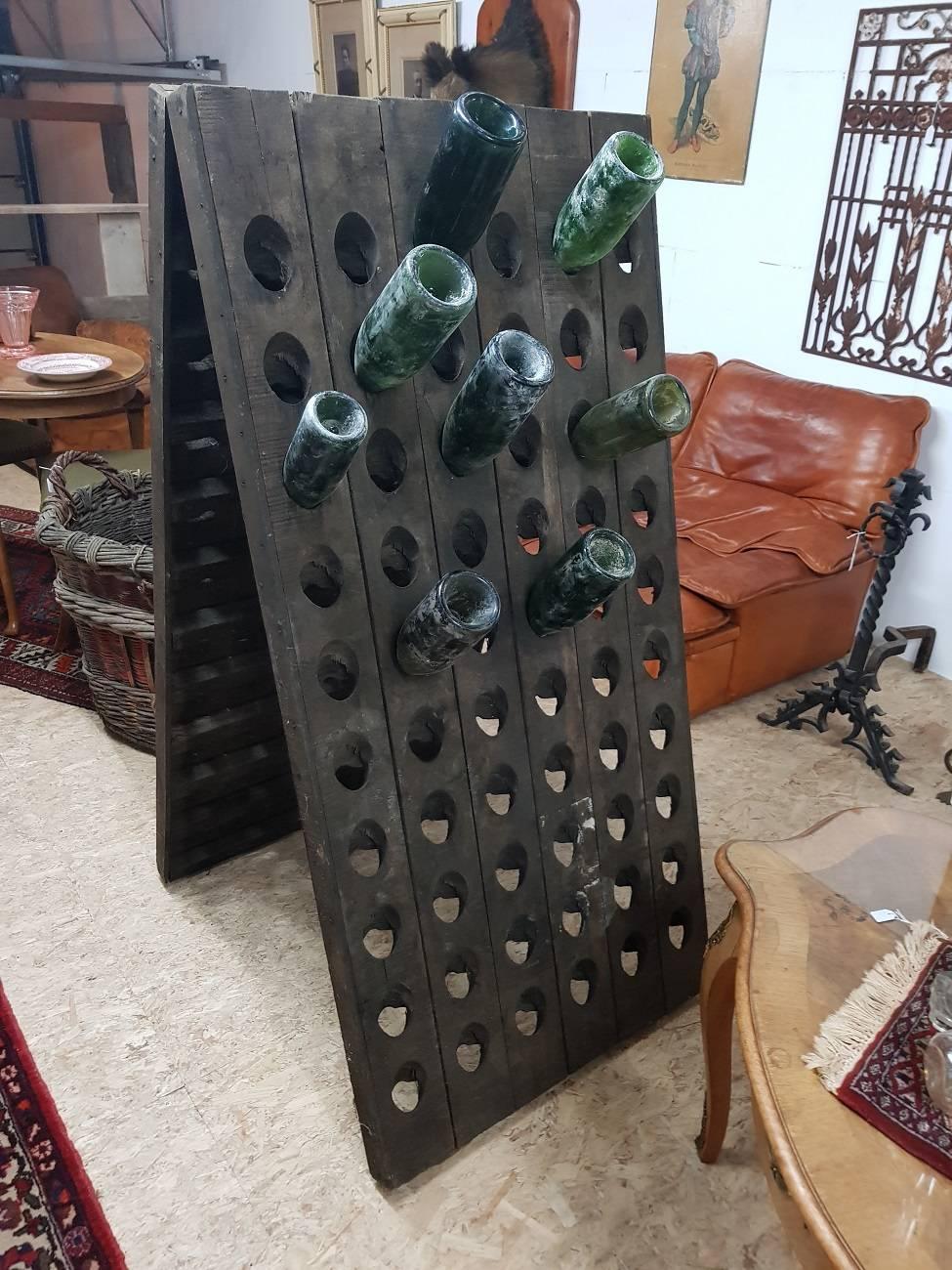 French champagne racks for 120 bottles from circa 1970-1980 from the Reims region, these can be found in most of the Chateau’s tunnels. They are in a good but used condition. Very nice as a room divider with some old bottles.
We have 3 in stock and