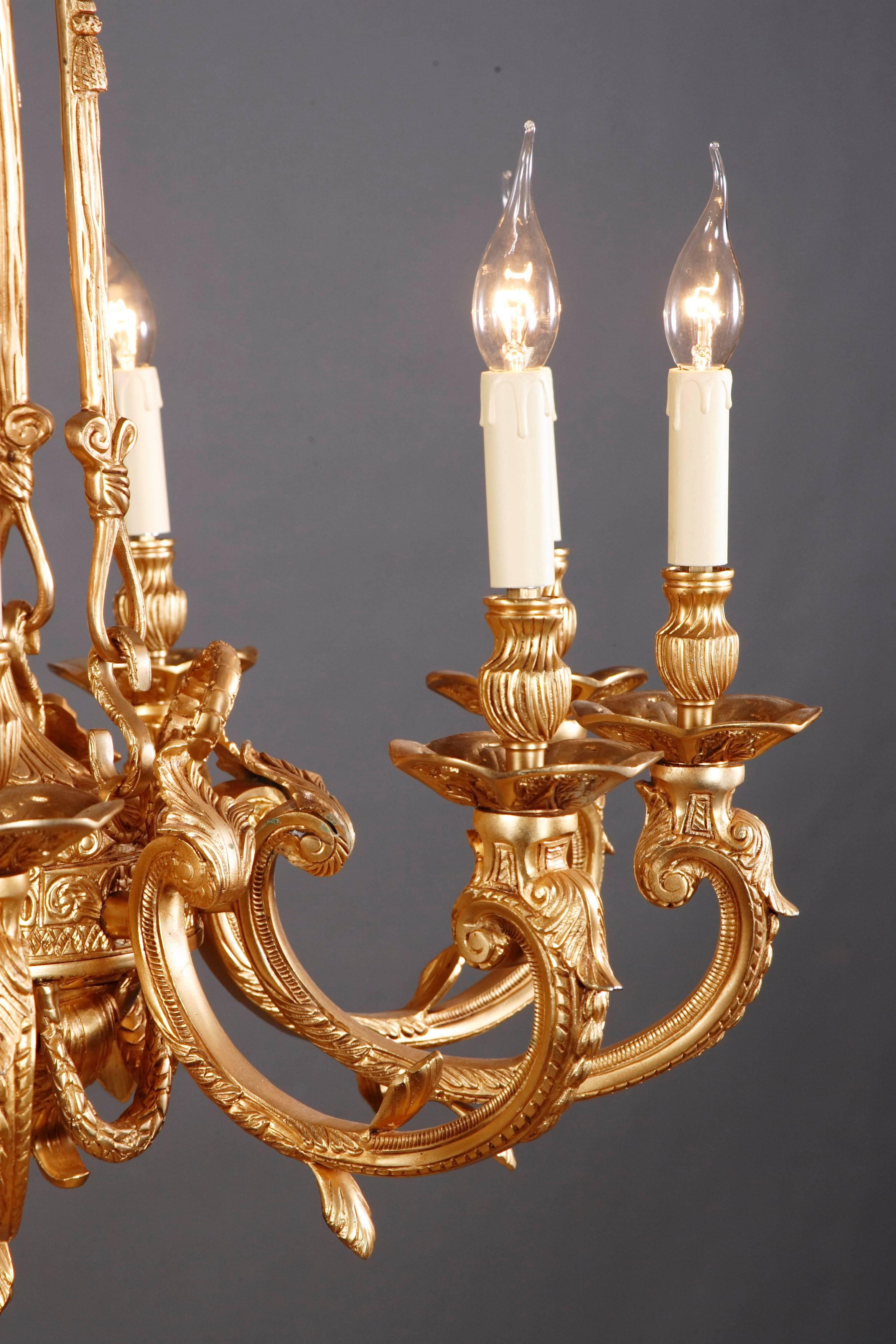 Bronzed 20th Century French Chandelier in Louis XIV Style For Sale