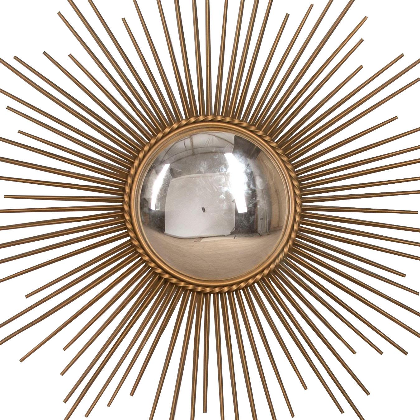 20th Century French Chatty Vallauris Metal Sunburst Mirror  1
