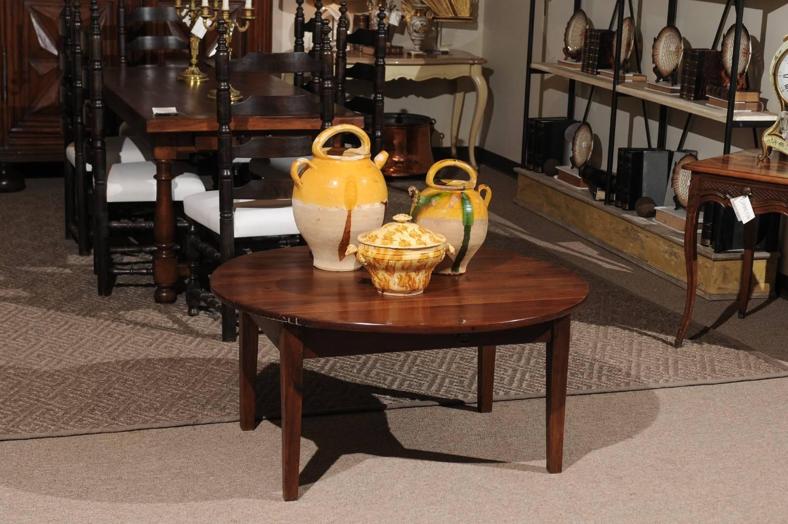 20th century French cherry coffee tables, circa 1900
We love being able to find the French drop leaf tables cut down for coffee tables. They are so useful because you can use the smaller rectangular shape or the full round table when you need to.