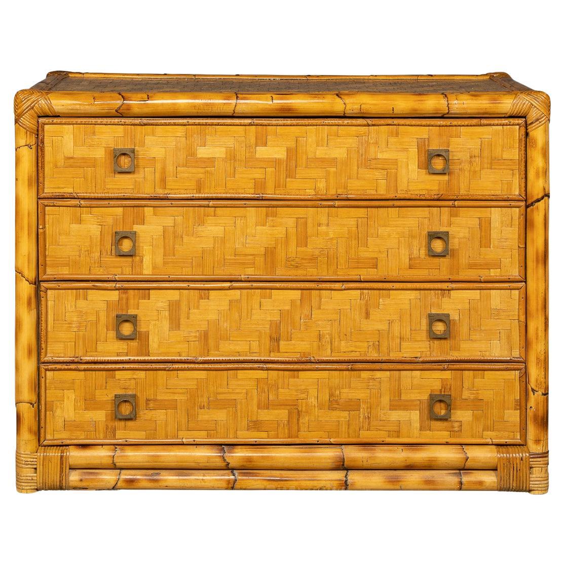 20th Century French Chest of Drawers in Bamboo, C.1970 For Sale