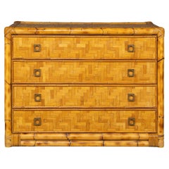 Vintage 20th Century French Chest of Drawers in Bamboo, C.1970