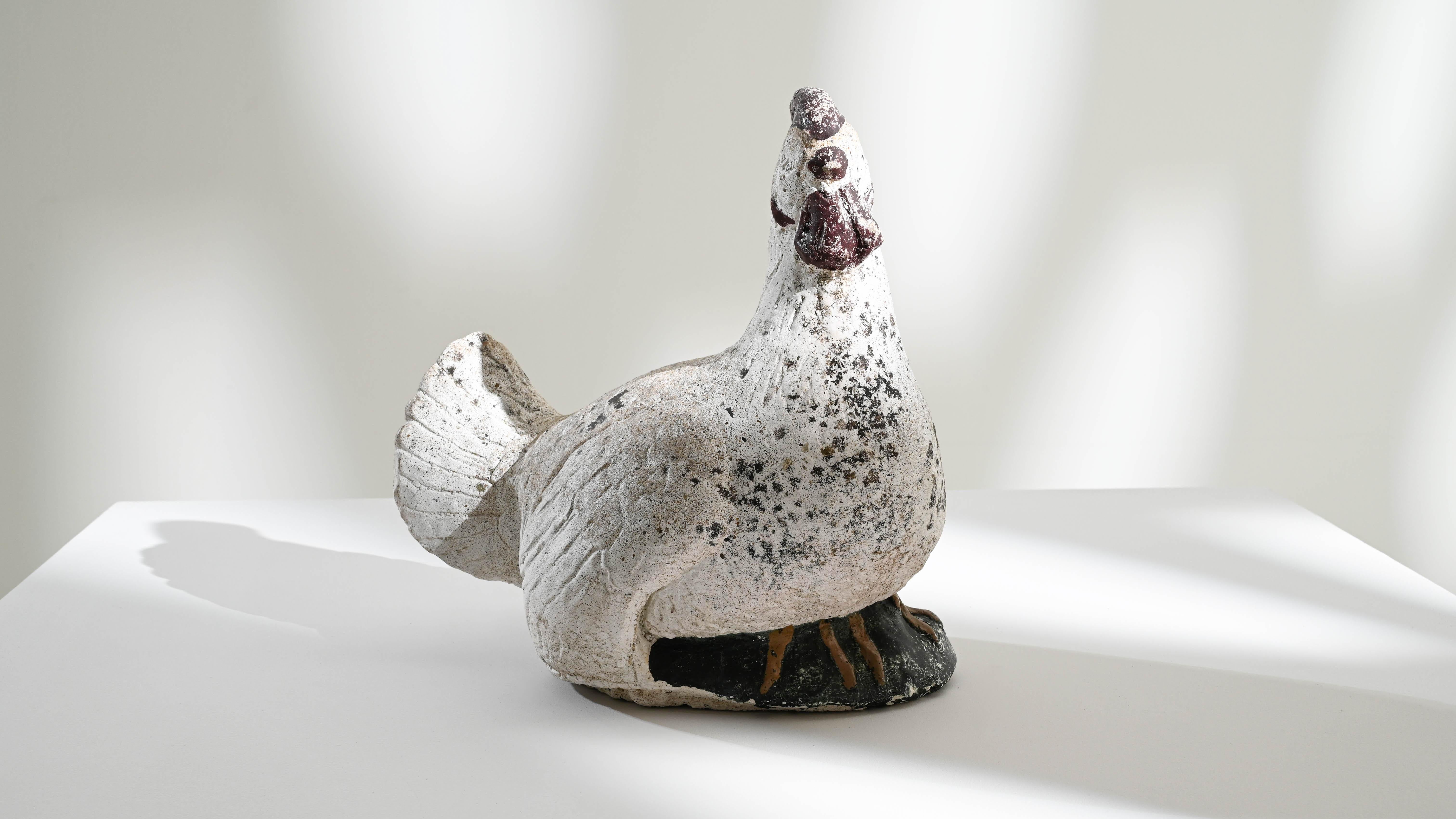20th Century French Chicken Concrete Sculpture For Sale 3