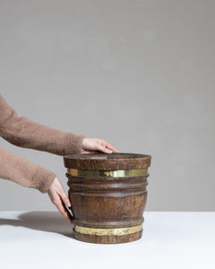 20th Century French Chocolate Wood Serving Bowl with Brass Details