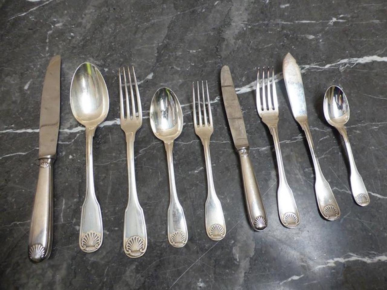 20th Century French Christofle Silver Plated Flatware Set 2