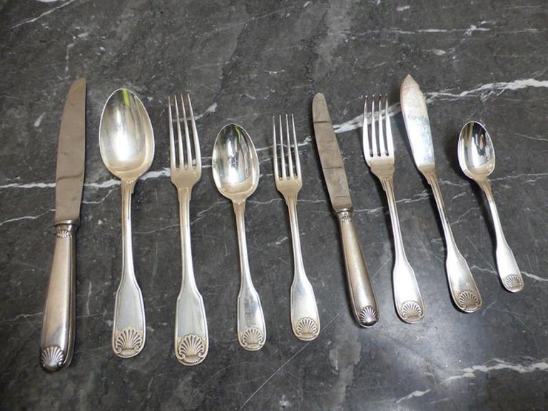 20th Century French Christofle Silver Plated Flatware Set at 1stDibs