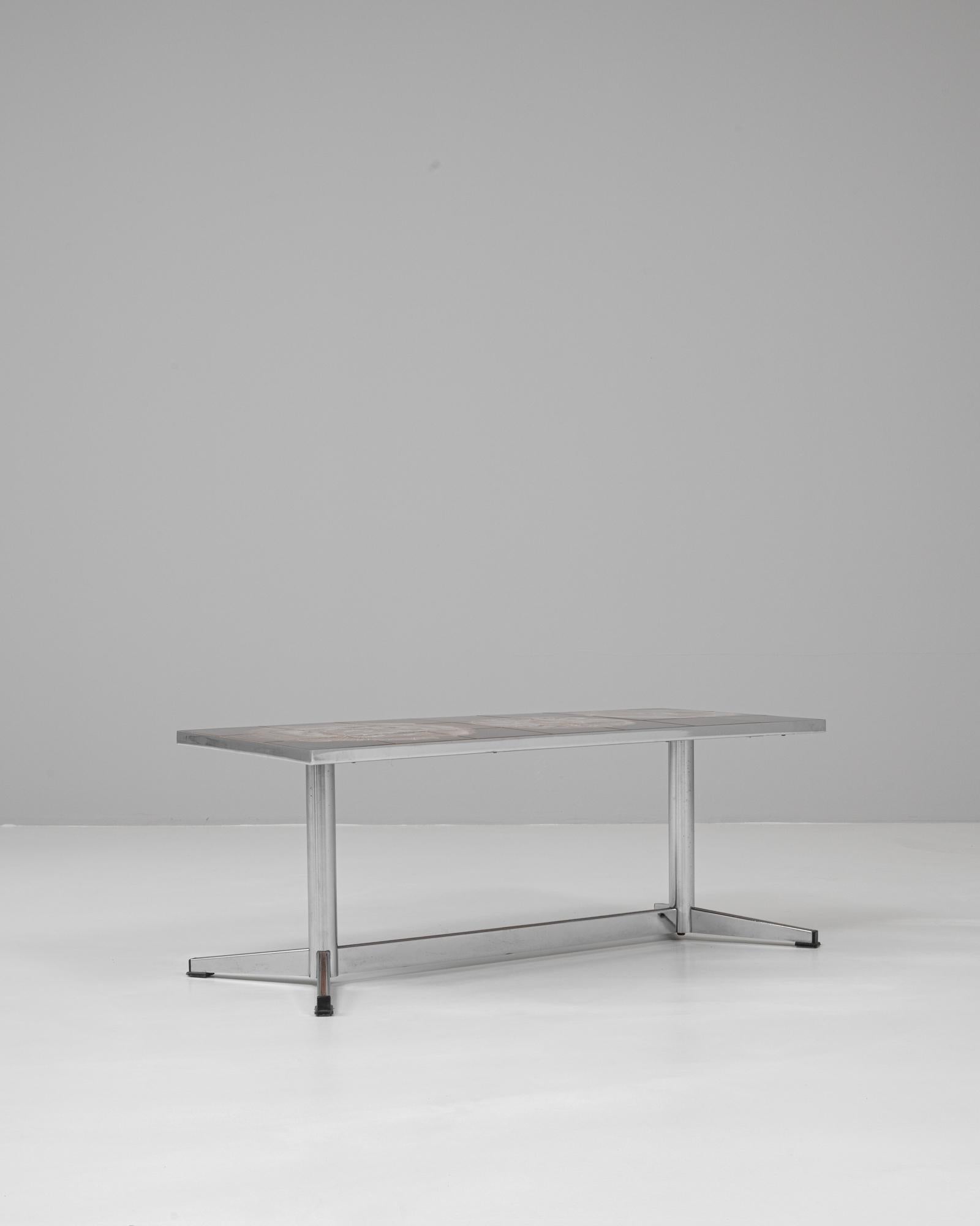 20ième siècle Table basse en chrome du 20e siècle avec plateau en céramique Par Juliette Belarti en vente
