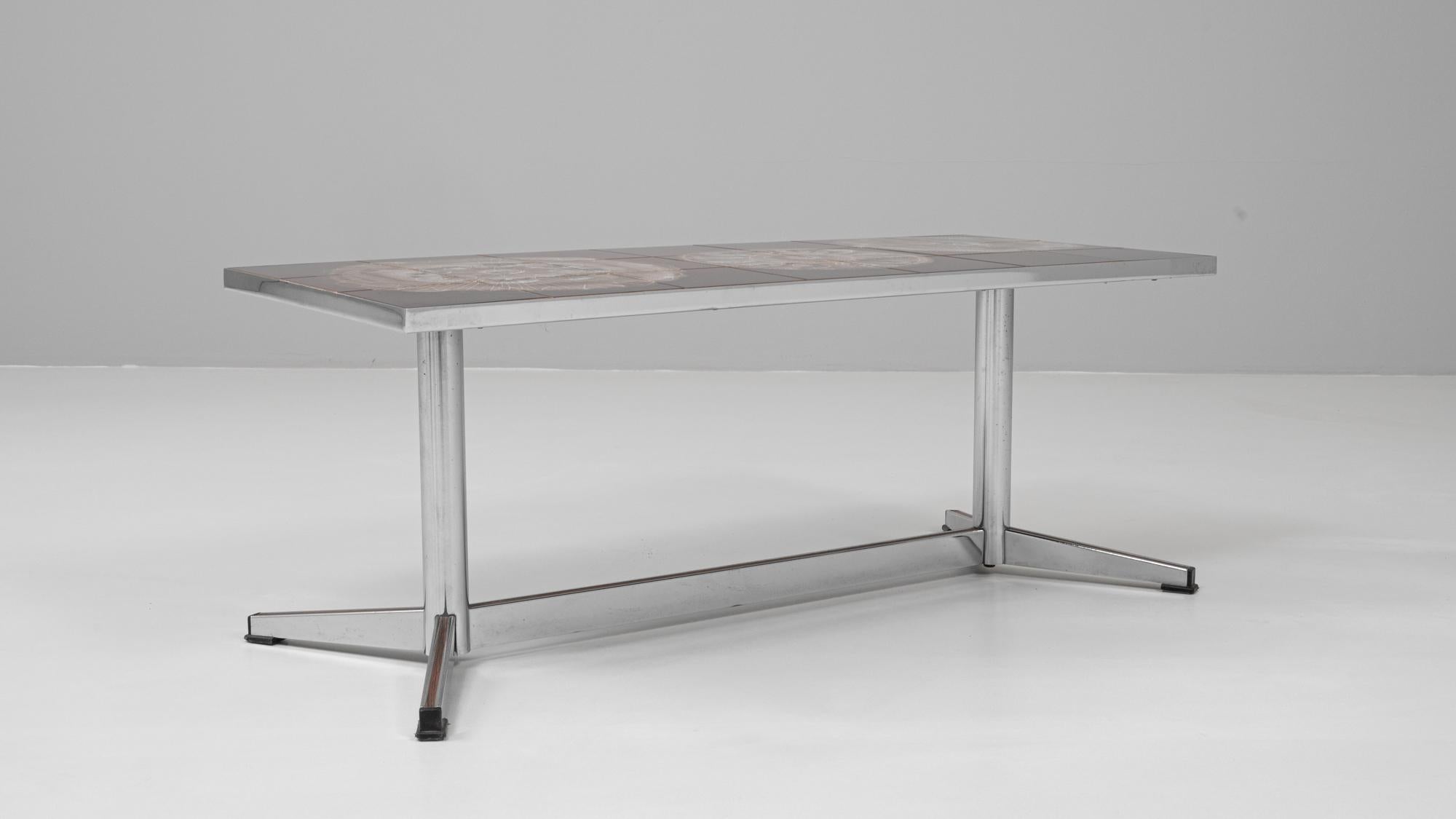 Table basse en chrome du 20e siècle avec plateau en céramique Par Juliette Belarti en vente 2