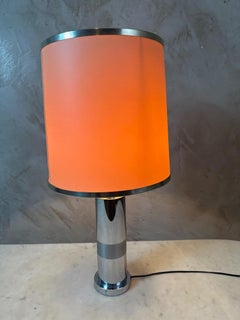 20th century French Chromed Metal Table Lamp, 1970s