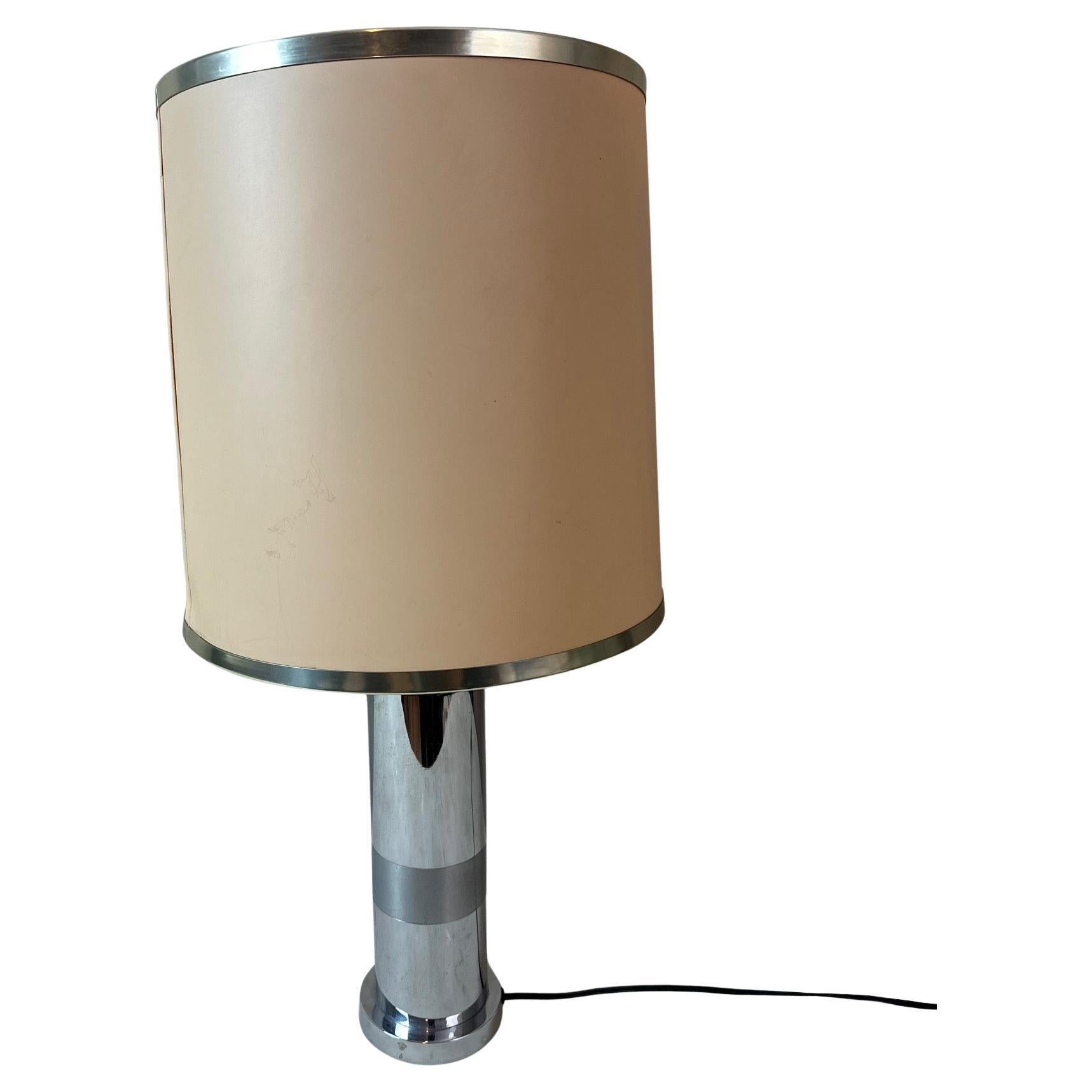 20th century French Chromed Metal Table Lamp, 1970s