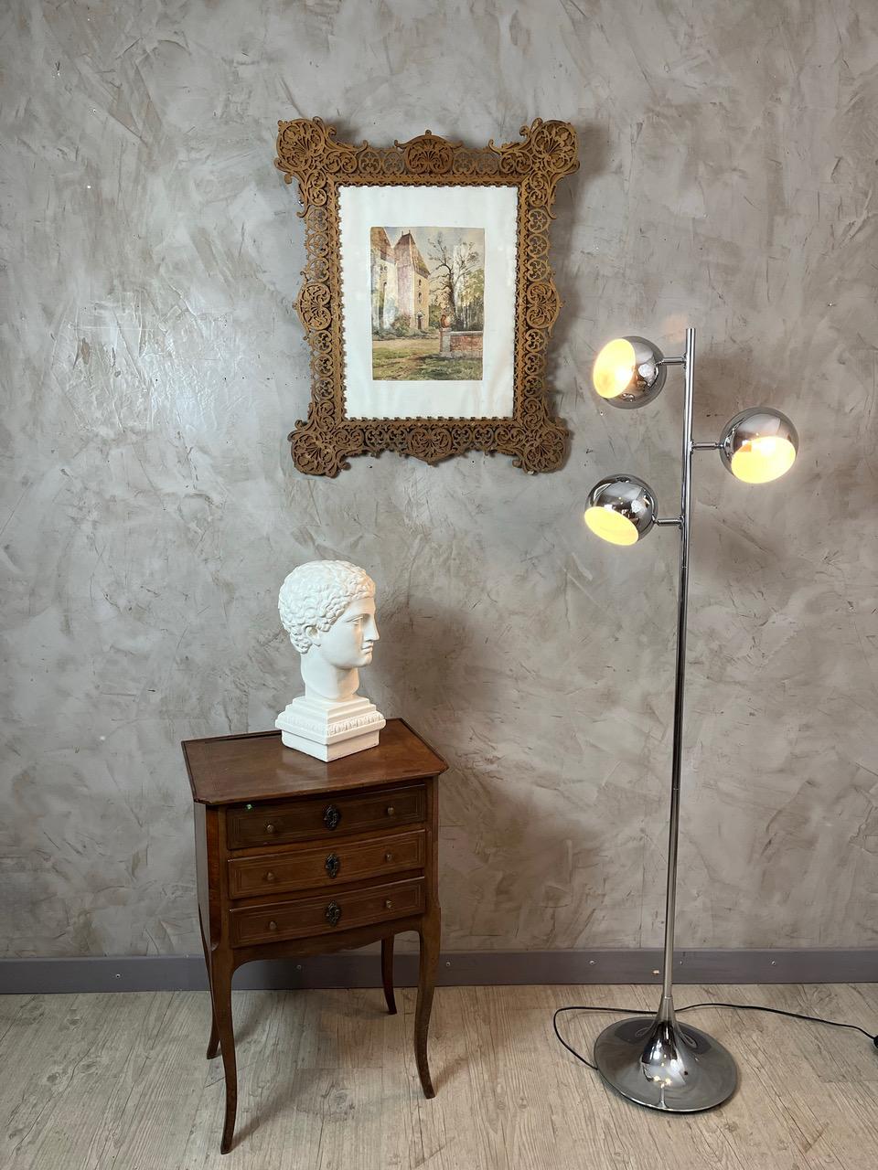 Lampadaire vintage en métal chromé français du 20e siècle, 1970 en vente 4