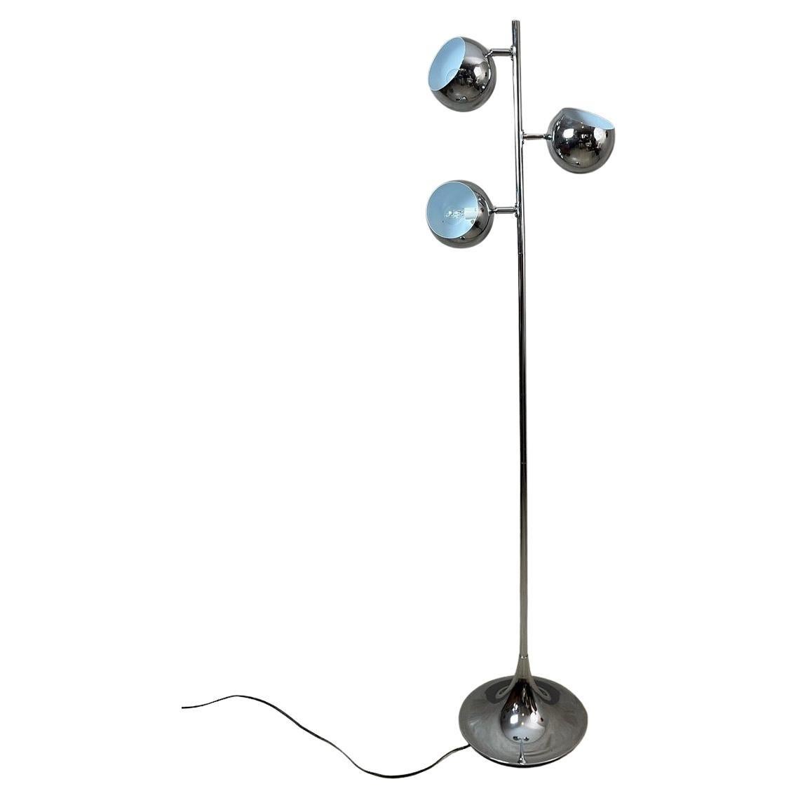 20th century French Chromed Metal Vintage Floor Lamp, 1970s