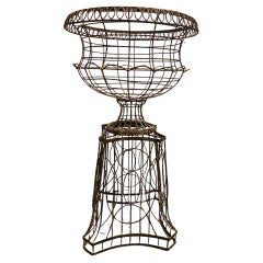 20th Century French Classical Style Wire Urn with a Rustic Painted Finish