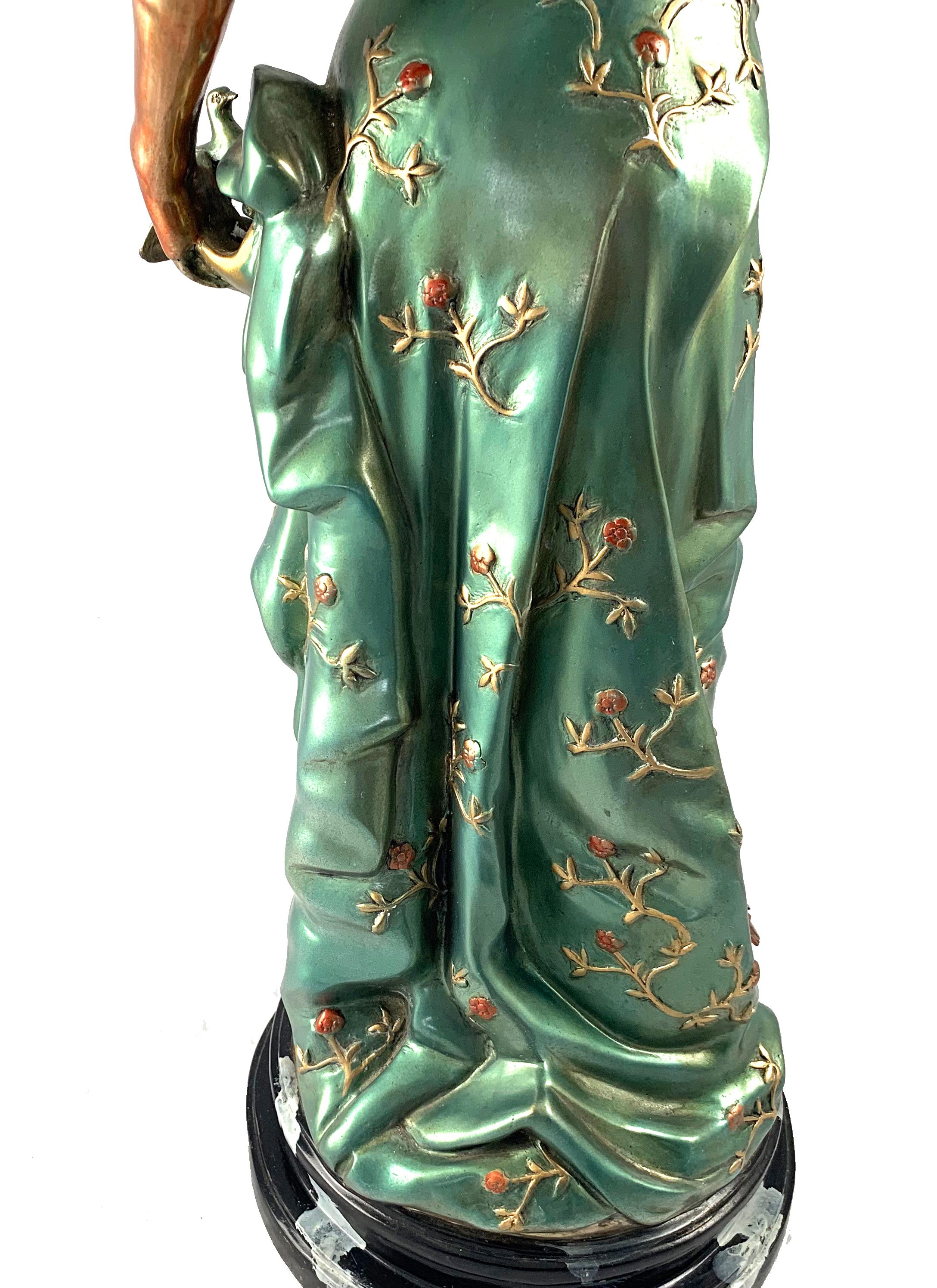 20th Century French Cold Painted Bronze Figure of a Lady in Robes on Marble Base For Sale 12