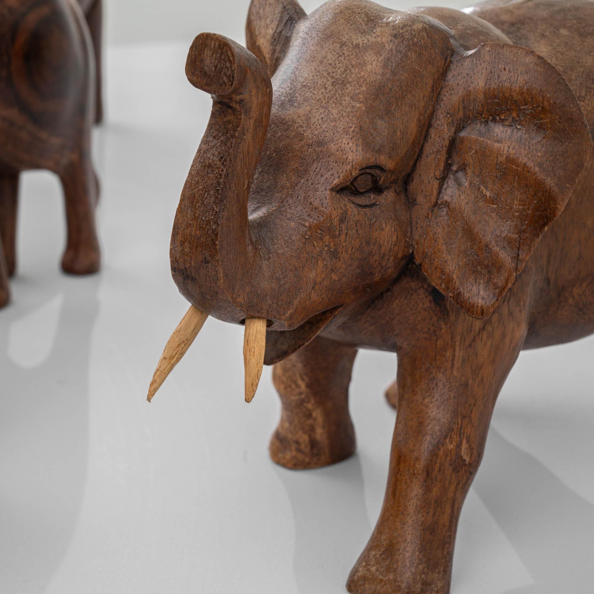 20th Century French Collection of Carved Wood Elephants, Set of 19 For Sale 5