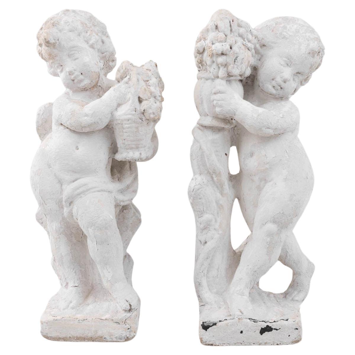 20th Century French Concrete Angels, a Pair For Sale