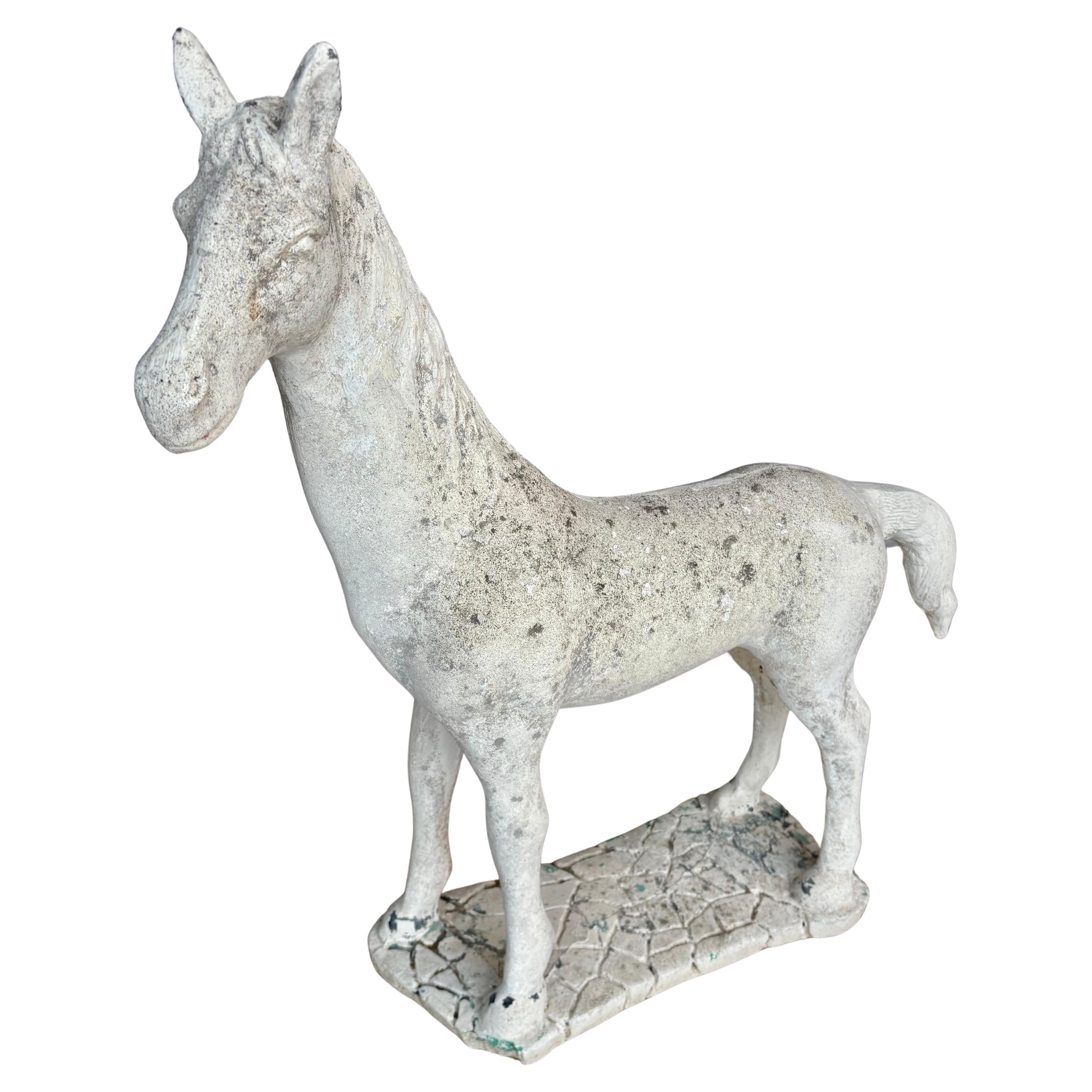 20th Century French Concrete Horse Garden Statue