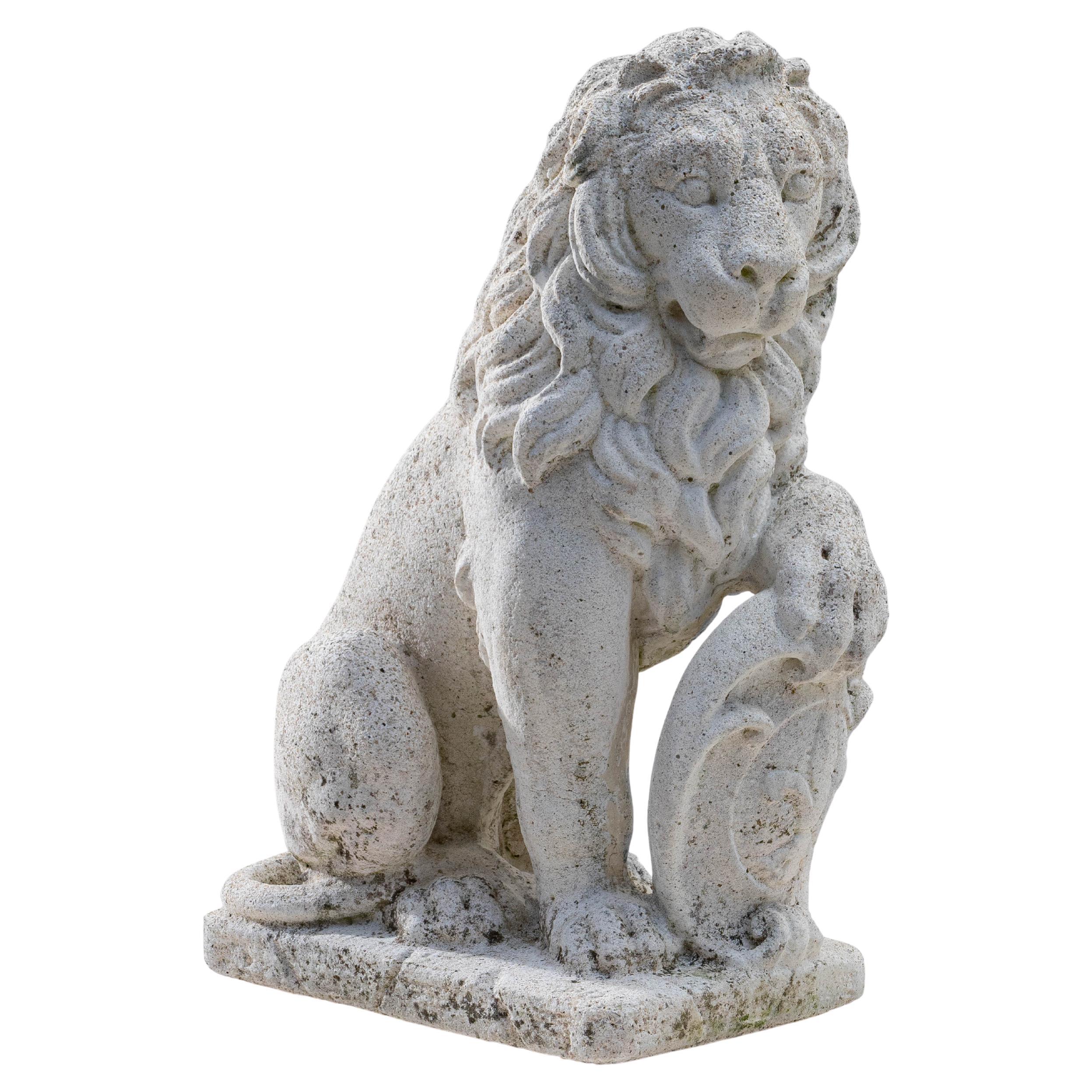 20th Century French Concrete Lion Sculpture For Sale