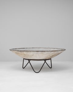 20th Century French Concrete Planter On Metal Stand