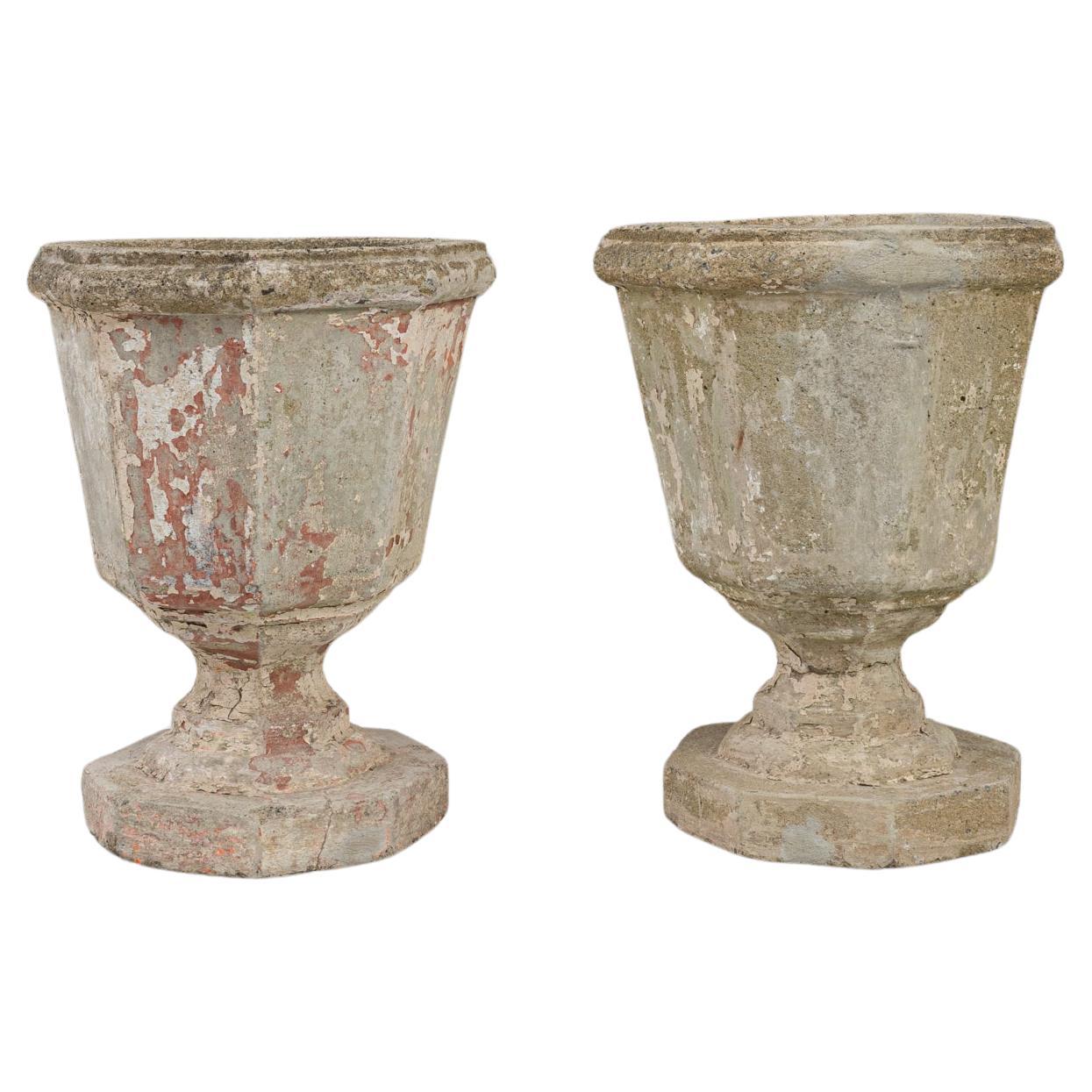 20th Century French Concrete Planters, a Pair For Sale