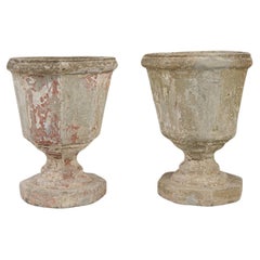 Vintage 20th Century French Concrete Planters, a Pair