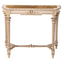 20th Century French Console Table Hand Carved and Painted in Louise xvi Style