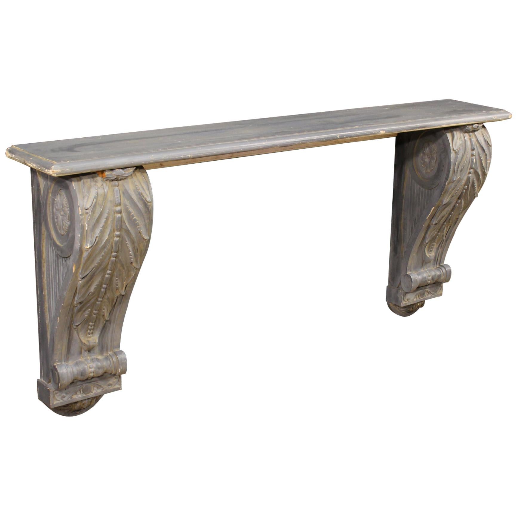 20th Century French Console Table Lacquered and Carved Wood, 1950
