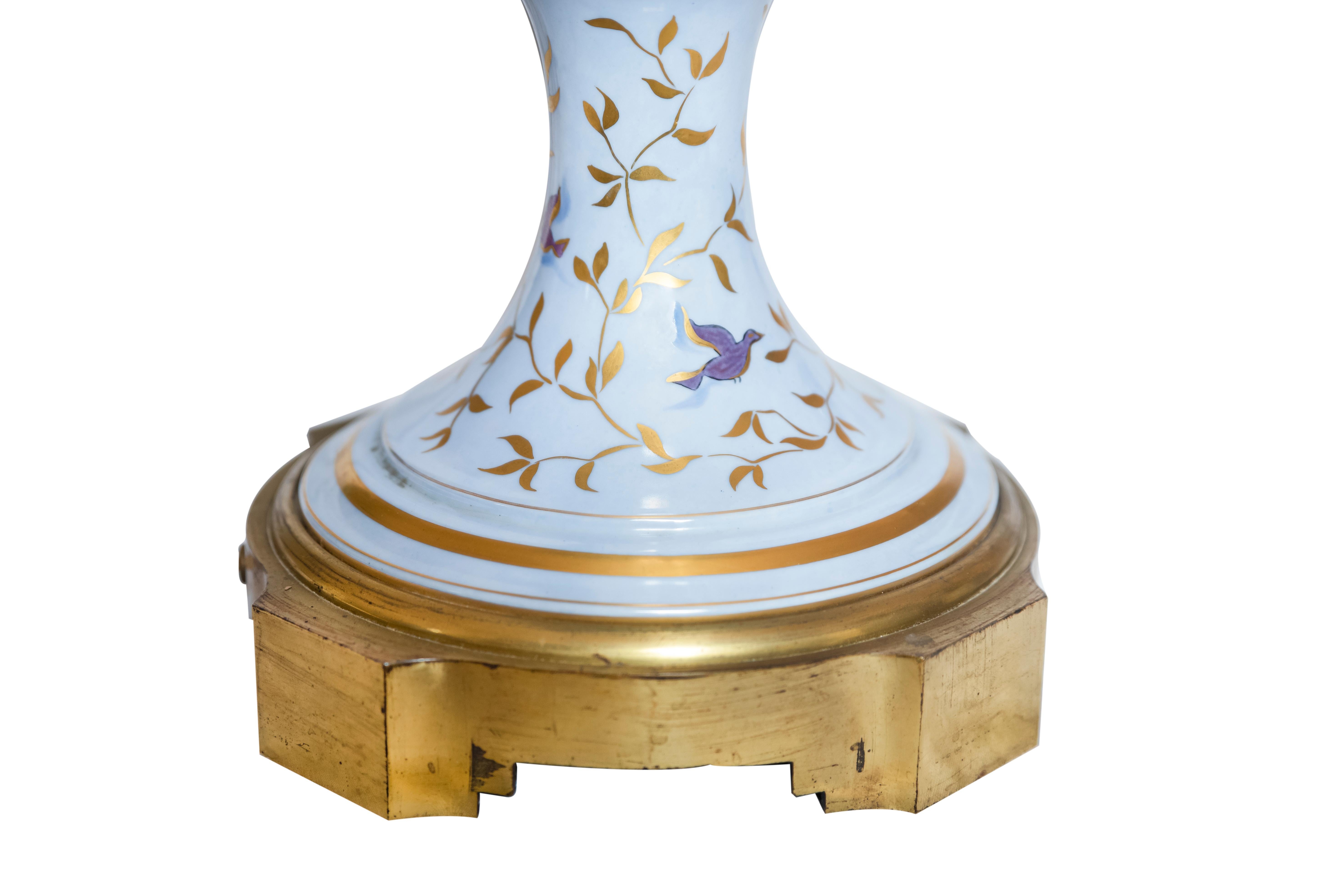 Painted 20th Century French Continental Sevres Vase Mounted as a Table Lamp For Sale
