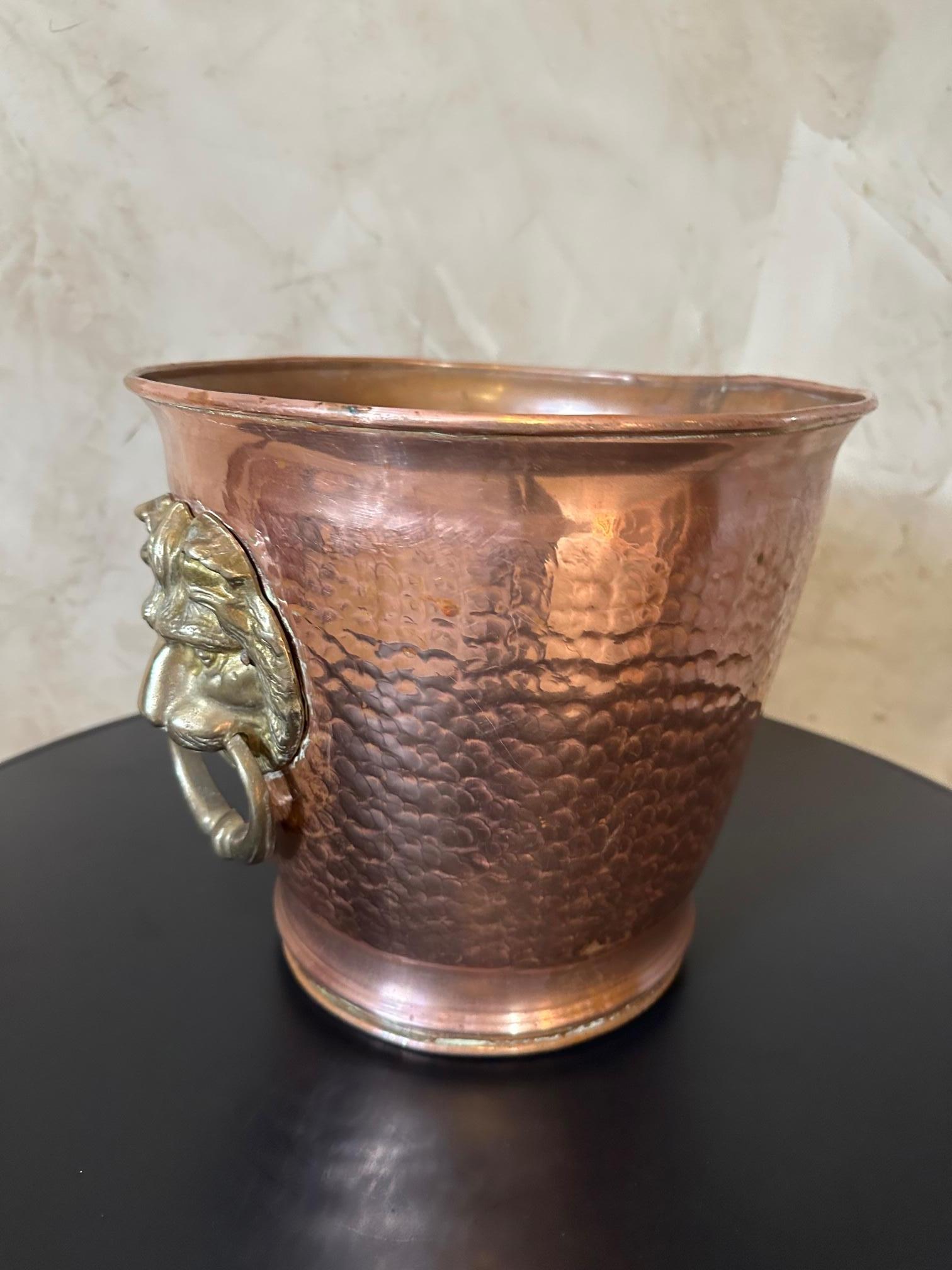 Mid-20th Century 20th century French Copper and Brass Champagne Bucket, 1950s For Sale